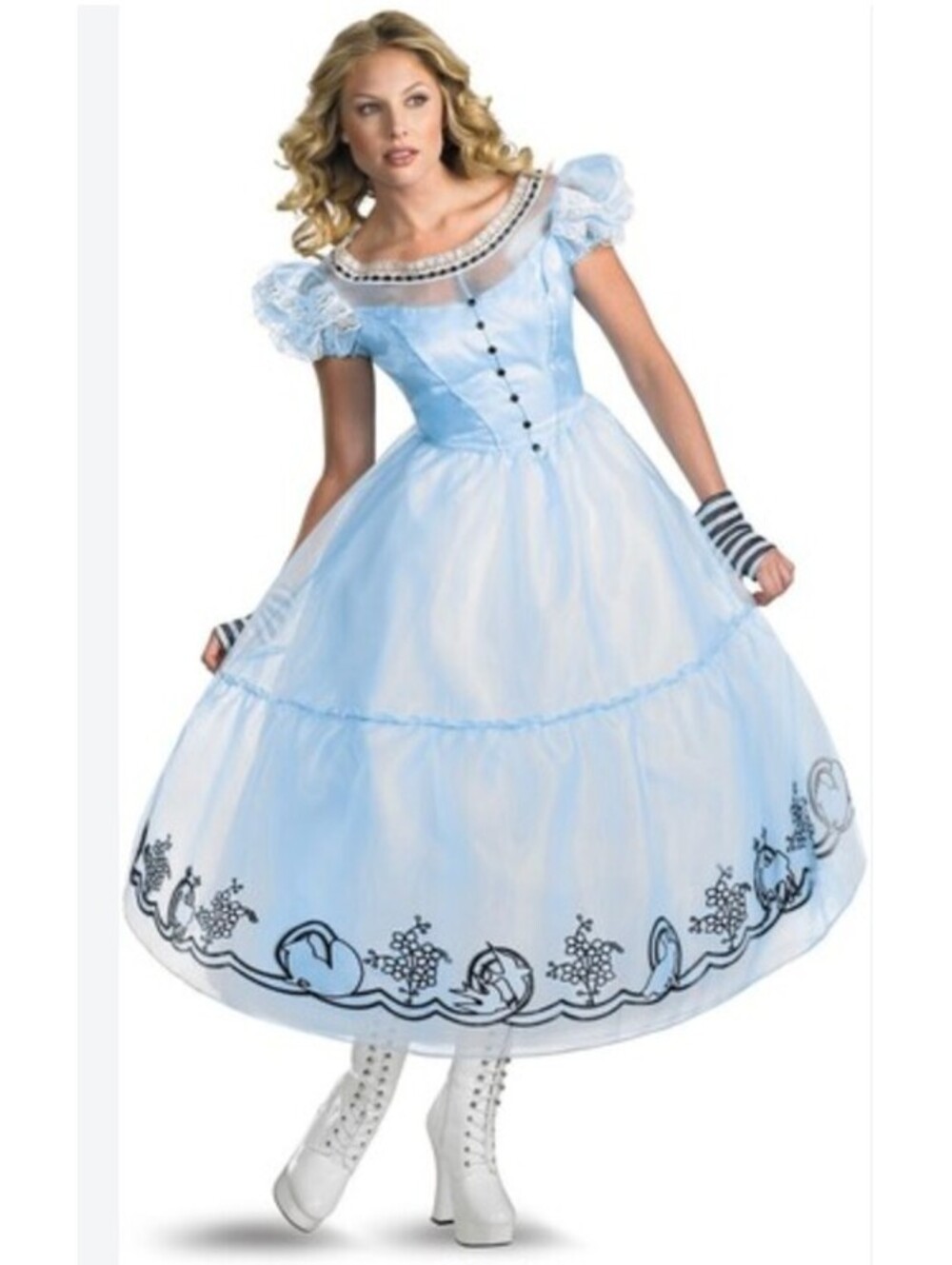 Y2K Disney Alice in Wonderland Blue Vintage Style Costume Dress 2pc Size S -S027